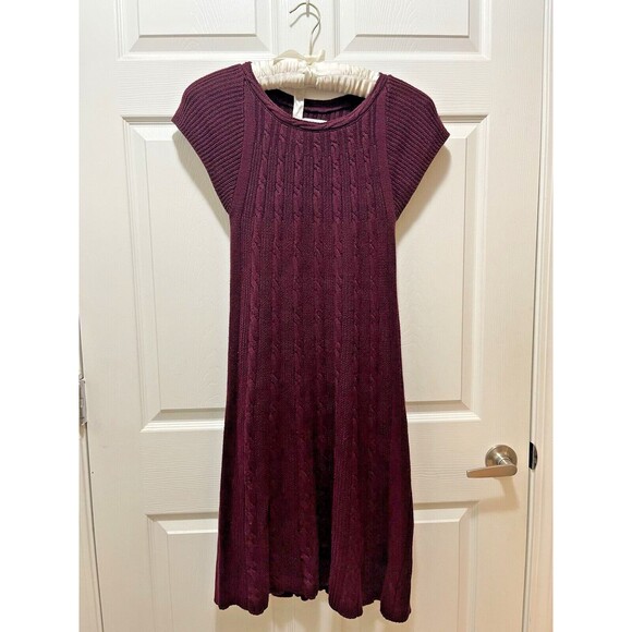 Calvin Klein Womens Sweater Dress Cable Knit Size S M Short Sleeve Red - Picture 1 of 8